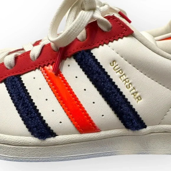 ADIDAS Superstar Shoes in Off White /Better Scarlet /Solar Red, Size 7 - Picture 9 of 16